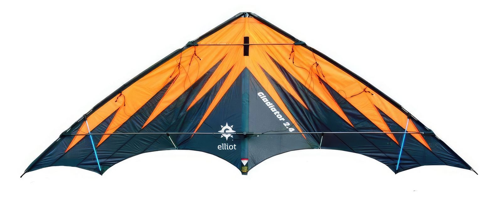 Elliot Gladiator 2.4 - Zweileiner-Power-Lenkdrachen/Stabdrachen (2-Leiner) KITE ONLY - 245 cm x 95 cm Cfk-Rohr 8/10 mm schwarz/orange
